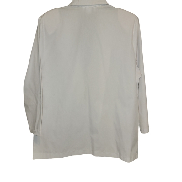 Vintage C,Mon size 14 white button blazer, shoulder pads, pockets on front - Picture 7 of 8